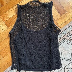 Massimo Dutti Black Lace Tank Top